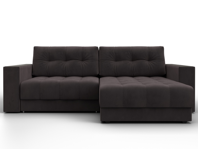 Диван угловой с декором Лига-049 НПБ, Велюр, SEVEN 727 коричневый