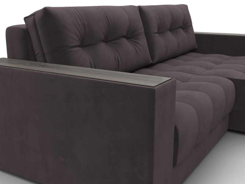 Диван угловой с декором Лига-049 НПБ, Велюр, SEVEN 727 коричневый