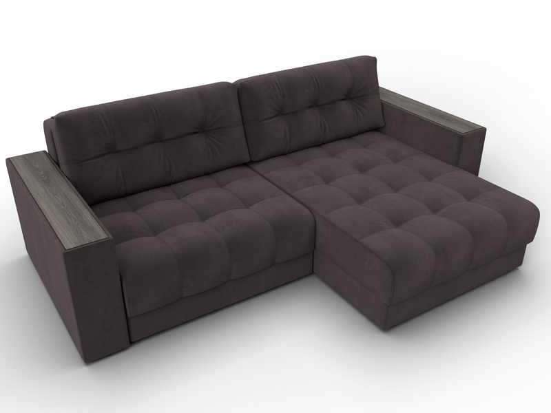Диван угловой с декором Лига-049 НПБ, Велюр, SEVEN 727 коричневый
