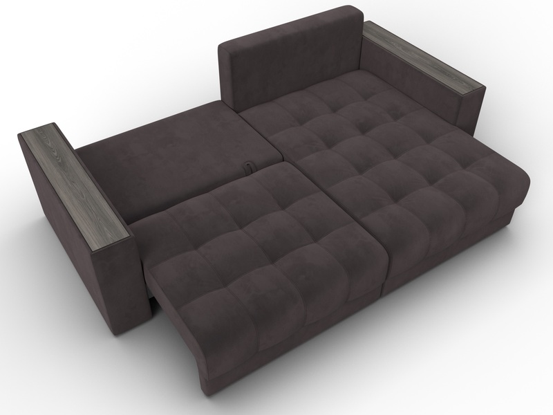 Диван угловой с декором Лига-049 НПБ, Велюр, SEVEN 727 коричневый