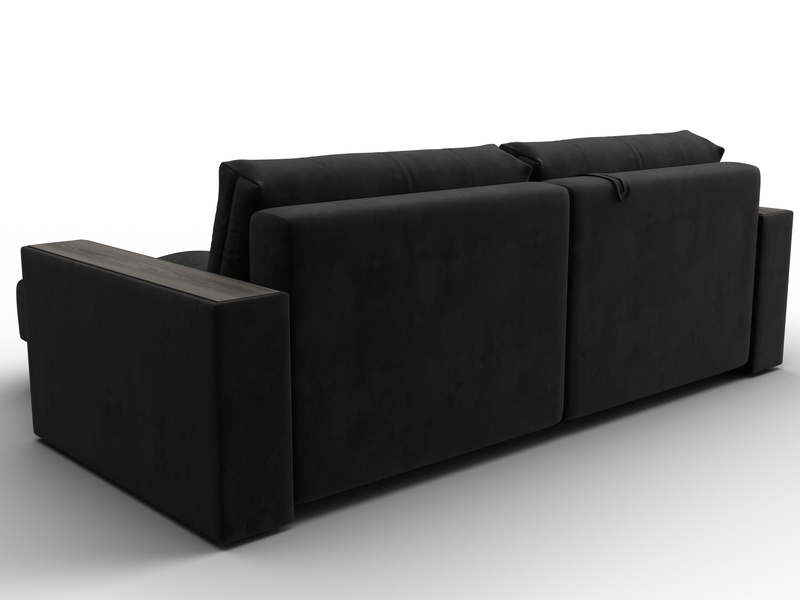 Диван угловой с декором Лига-049 НПБ, Велюр, SEVEN 35 черный