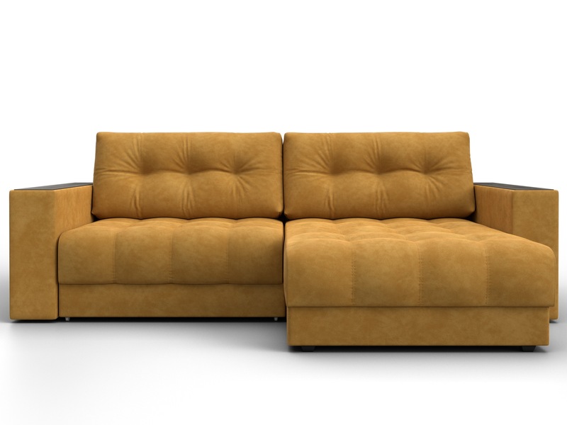 Диван угловой с декором Лига-049 НПБ, Велюр, BRUT 10 желтый