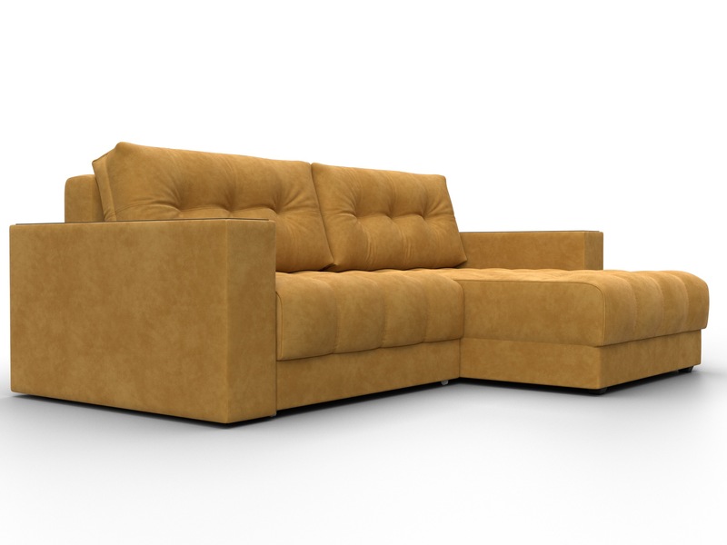 Диван угловой с декором Лига-049 НПБ, Велюр, BRUT 10 желтый