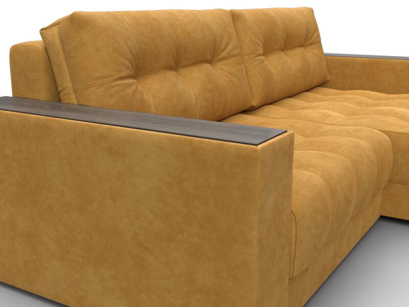 Диван угловой с декором Лига-049 НПБ, Велюр, BRUT 10 желтый