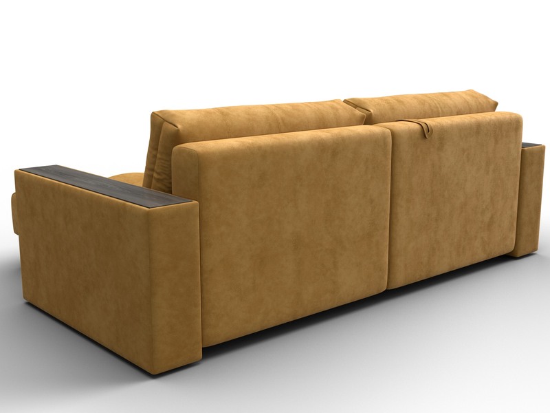 Диван угловой с декором Лига-049 НПБ, Велюр, BRUT 10 желтый