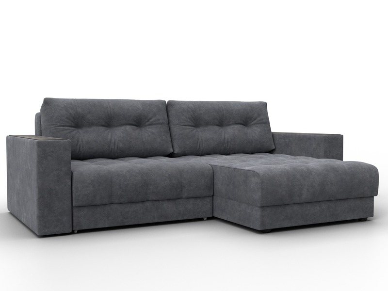 Диван угловой с декором Лига-049 НПБ, Велюр, BRUT 16 темно-серый