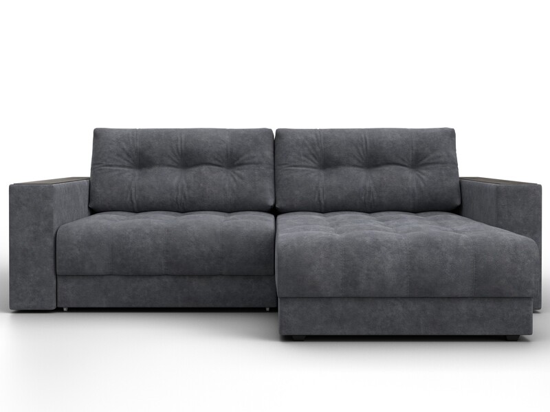 Диван угловой с декором Лига-049 НПБ, Велюр, BRUT 16 темно-серый