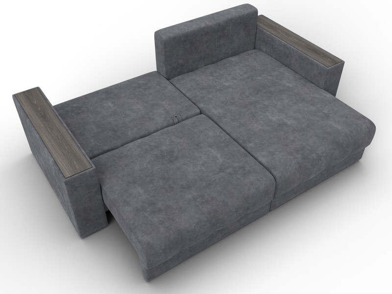 Диван угловой с декором Лига-049 НПБ, Велюр, BRUT 16 темно-серый
