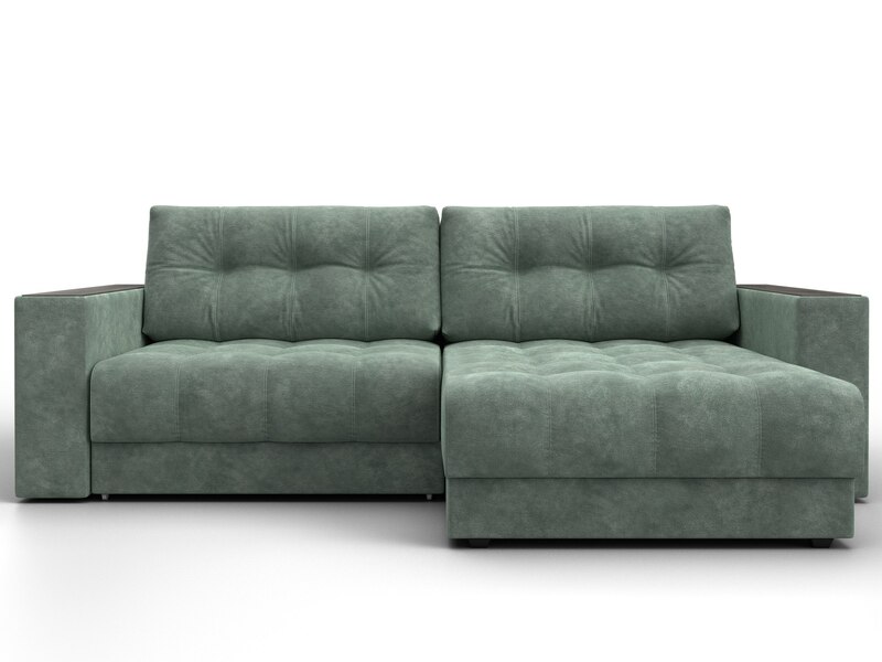 Диван угловой с декором Лига-049 НПБ, Велюр, BRUT 08 зеленый