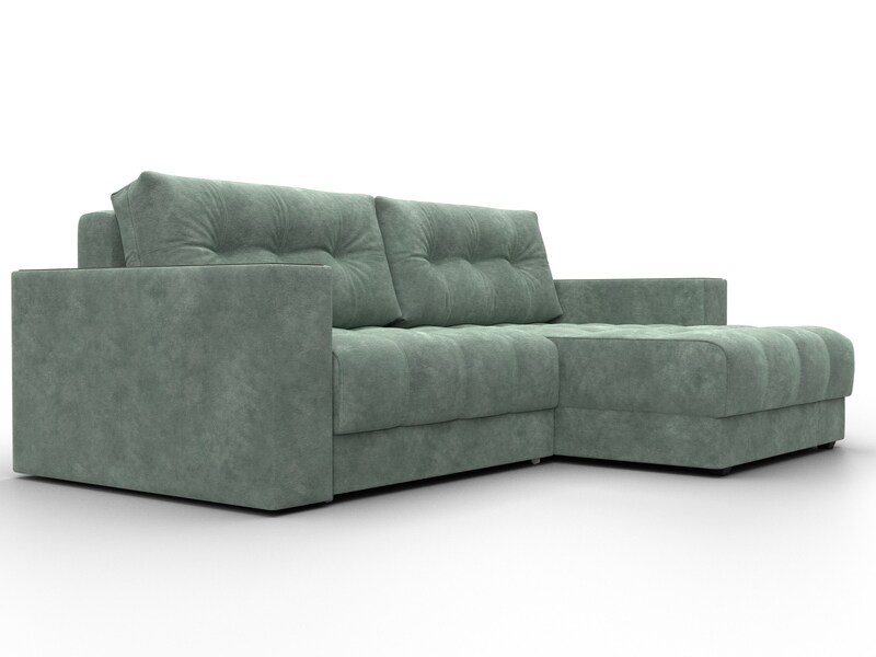 Диван угловой с декором Лига-049 НПБ, Велюр, BRUT 08 зеленый