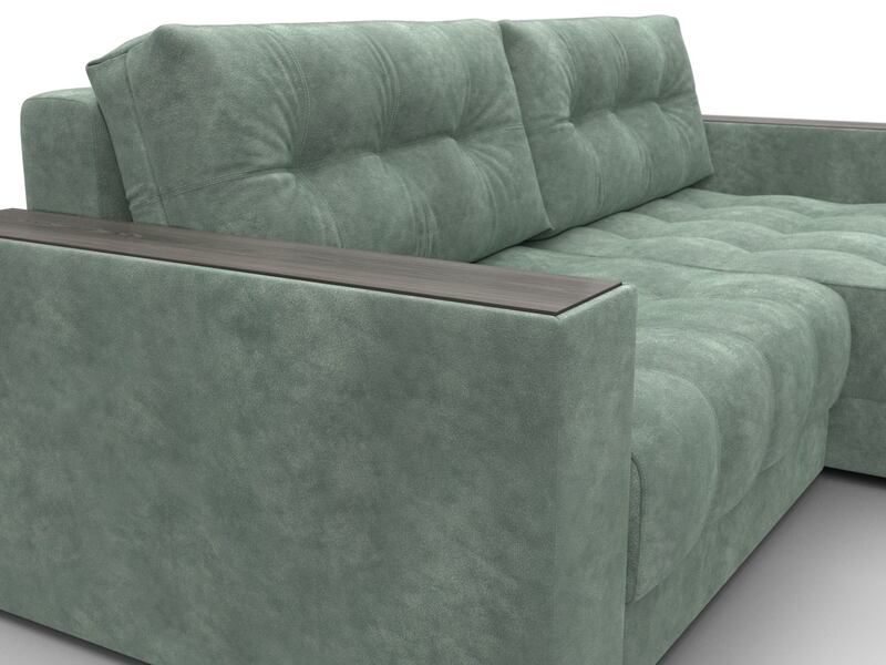 Диван угловой с декором Лига-049 НПБ, Велюр, BRUT 08 зеленый