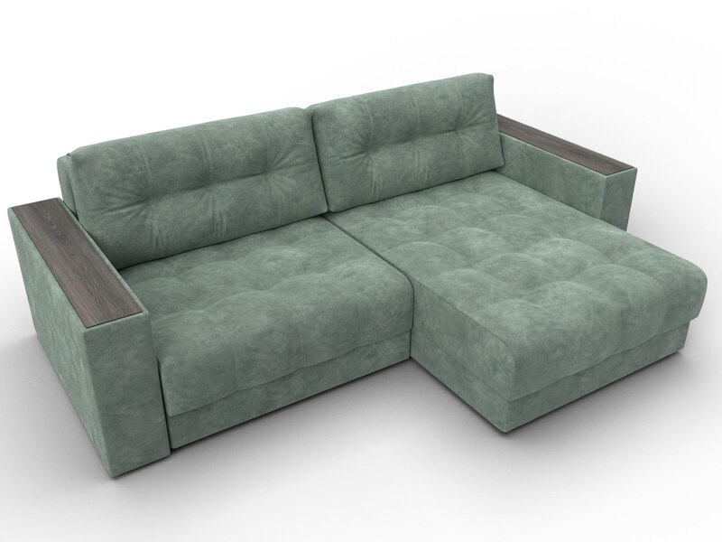 Диван угловой с декором Лига-049 НПБ, Велюр, BRUT 08 зеленый