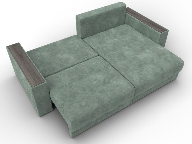 Диван угловой с декором Лига-049 НПБ, Велюр, BRUT 08 зеленый