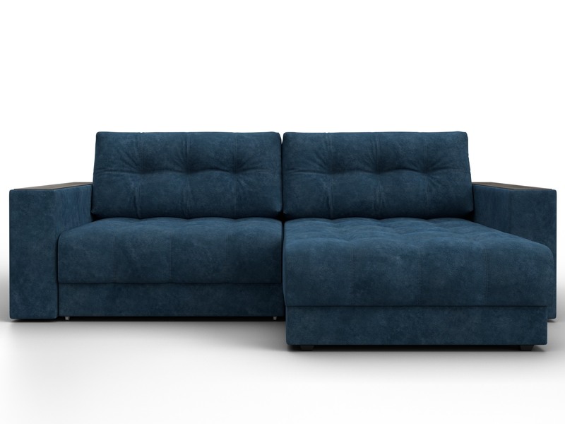 Диван угловой с декором Лига-049 НПБ, Велюр, BRUT 11 синий