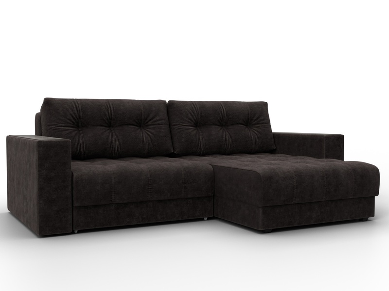 Диван угловой с декором Лига-049 НПБ, Велюр, BRUT 17 коричневый