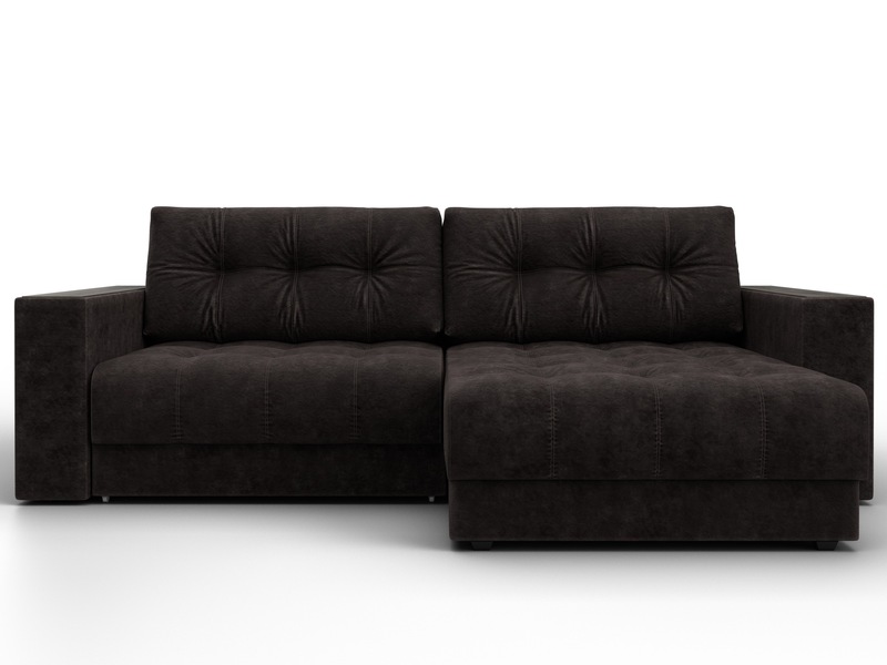 Диван угловой с декором Лига-049 НПБ, Велюр, BRUT 17 коричневый