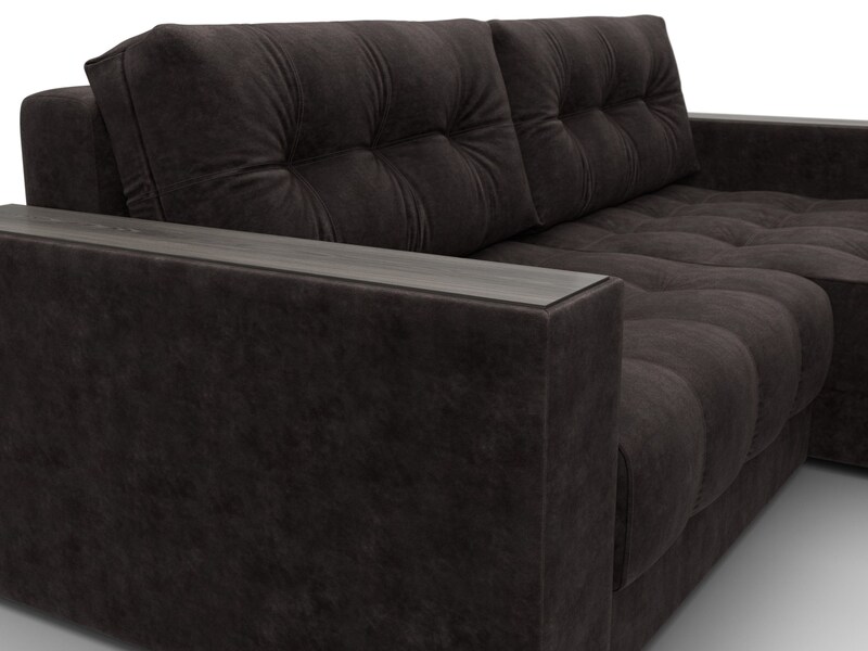 Диван угловой с декором Лига-049 НПБ, Велюр, BRUT 17 коричневый
