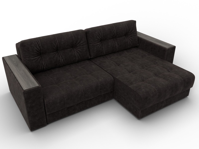 Диван угловой с декором Лига-049 НПБ, Велюр, BRUT 17 коричневый