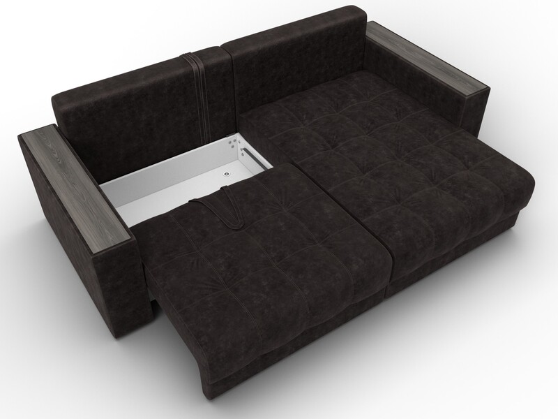 Диван угловой с декором Лига-049 НПБ, Велюр, BRUT 17 коричневый