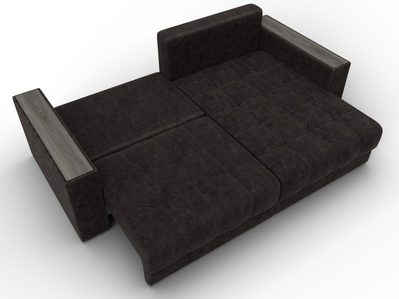 Диван угловой с декором Лига-049 НПБ, Велюр, BRUT 17 коричневый