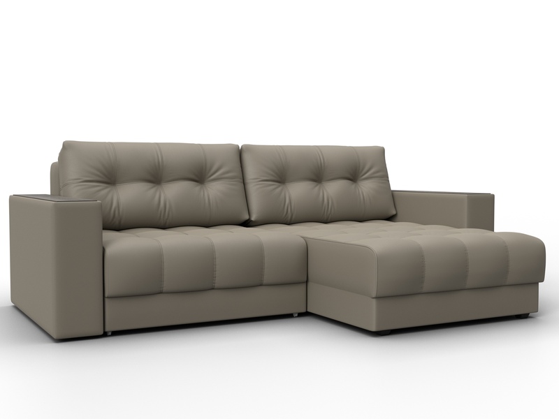 Диван угловой с декором Лига-049 НПБ, Экокожа, GRIFON 04 бежевый