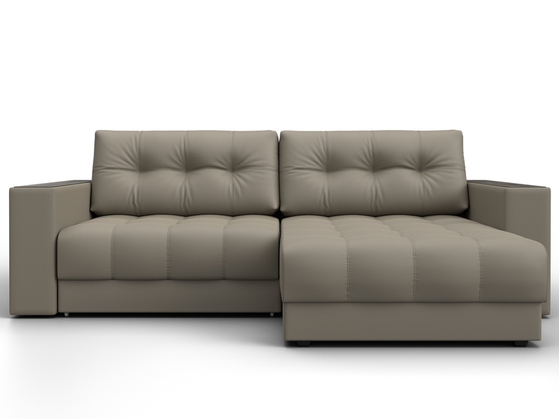 Диван угловой с декором Лига-049 НПБ, Экокожа, GRIFON 04 бежевый