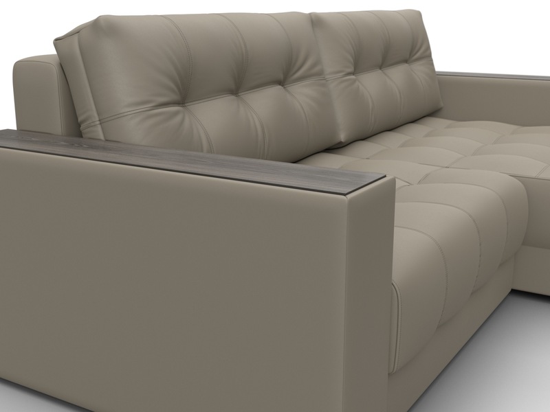 Диван угловой с декором Лига-049 НПБ, Экокожа, GRIFON 04 бежевый