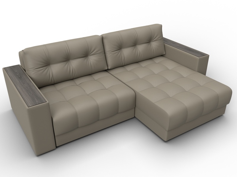 Диван угловой с декором Лига-049 НПБ, Экокожа, GRIFON 04 бежевый