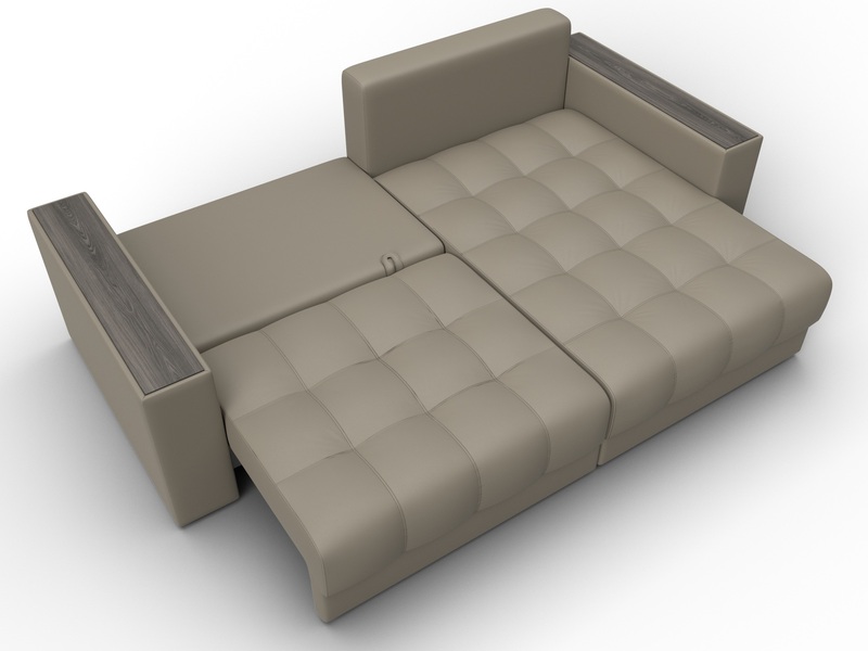 Диван угловой с декором Лига-049 НПБ, Экокожа, GRIFON 04 бежевый