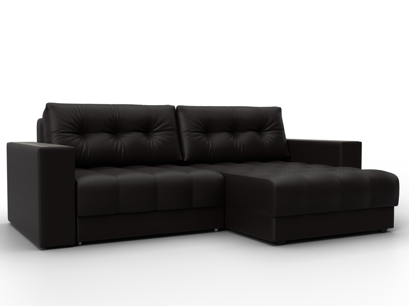 Диван угловой с декором Лига-049 НПБ, Экокожа, GRIFON 12 коричневый