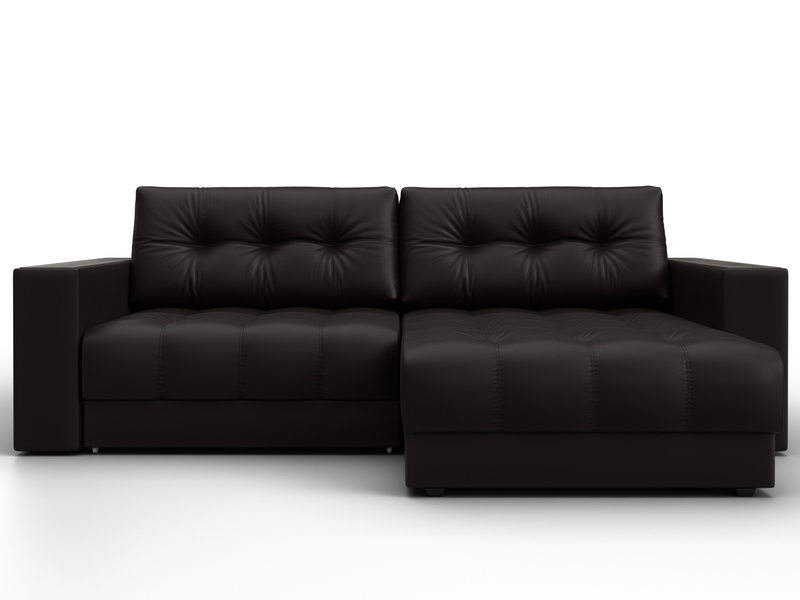 Диван угловой с декором Лига-049 НПБ, Экокожа, GRIFON 12 коричневый