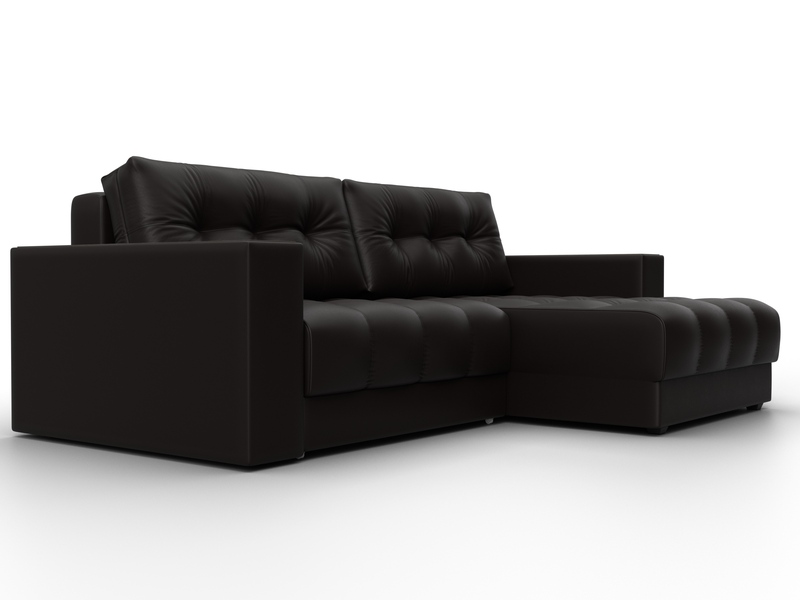 Диван угловой с декором Лига-049 НПБ, Экокожа, GRIFON 12 коричневый