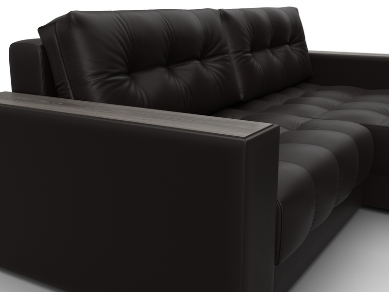 Диван угловой с декором Лига-049 НПБ, Экокожа, GRIFON 12 коричневый