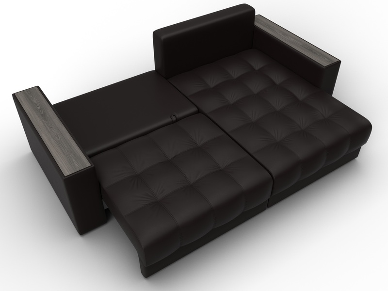 Диван угловой с декором Лига-049 НПБ, Экокожа, GRIFON 12 коричневый