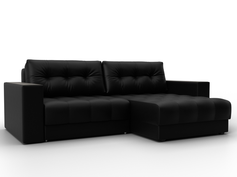 Диван угловой с декором Лига-049 НПБ, Экокожа, GRIFON 18 черный