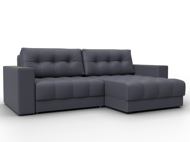 Диван угловой с декором Лига-049 НПБ, Экокожа, GRIFON 15 серый