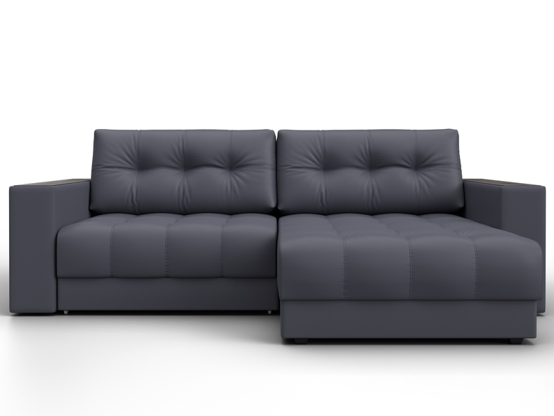 Диван угловой с декором Лига-049 НПБ, Экокожа, GRIFON 15 серый