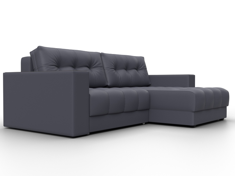 Диван угловой с декором Лига-049 НПБ, Экокожа, GRIFON 15 серый