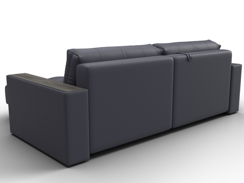 Диван угловой с декором Лига-049 НПБ, Экокожа, GRIFON 15 серый