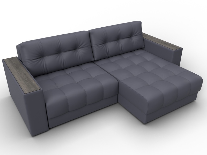 Диван угловой с декором Лига-049 НПБ, Экокожа, GRIFON 15 серый