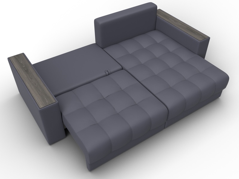 Диван угловой с декором Лига-049 НПБ, Экокожа, GRIFON 15 серый