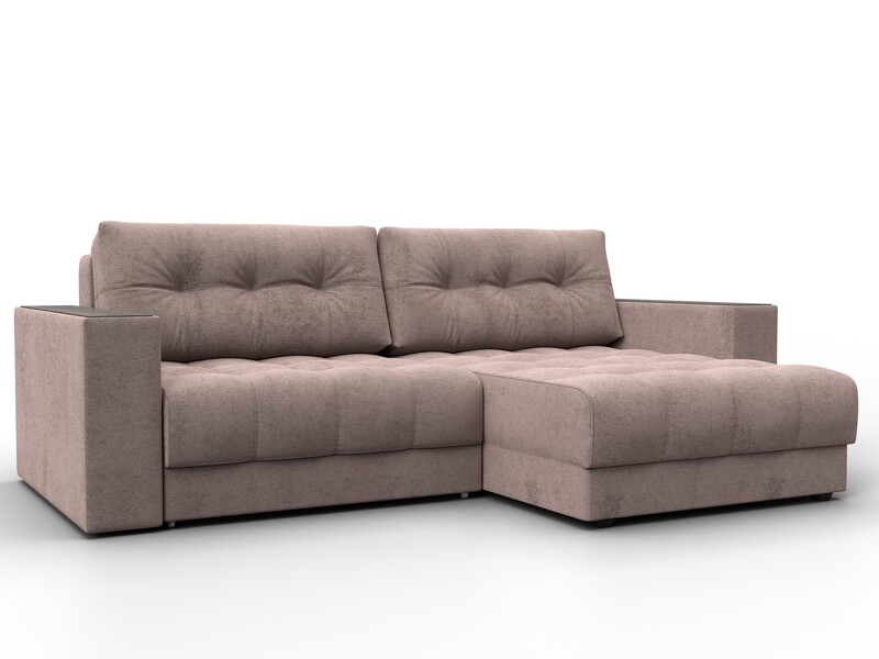 Диван угловой с декором Лига-049 НПБ, Велюр, TOWER 05 бежевый