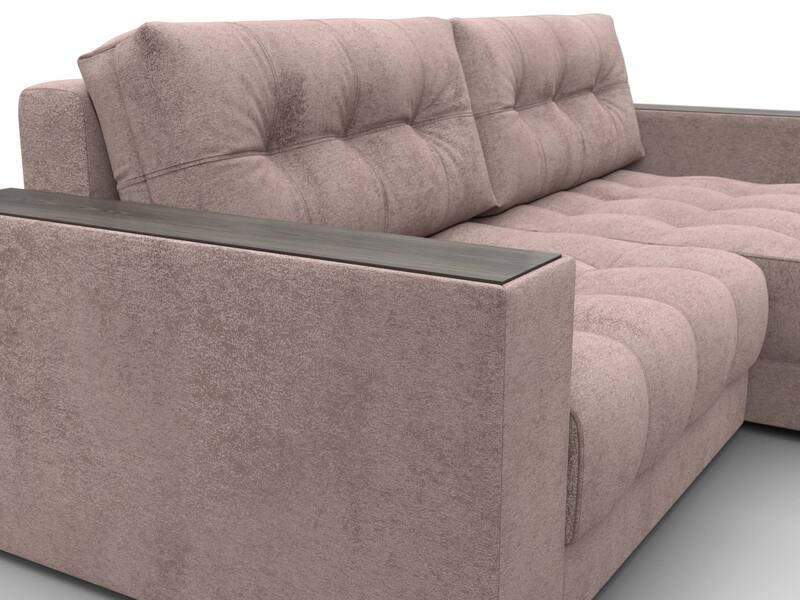 Диван угловой с декором Лига-049 НПБ, Велюр, TOWER 05 бежевый