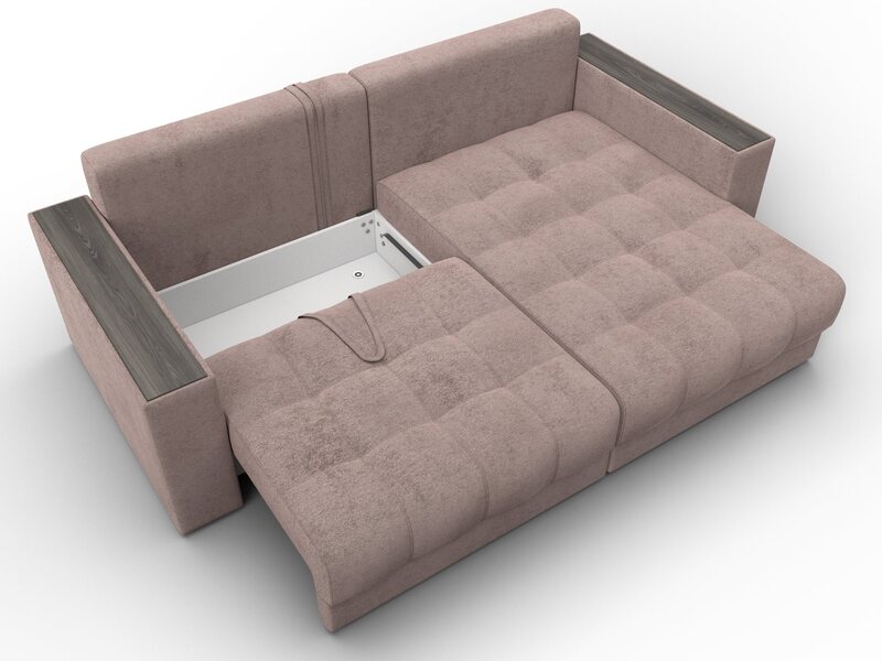 Диван угловой с декором Лига-049 НПБ, Велюр, TOWER 05 бежевый