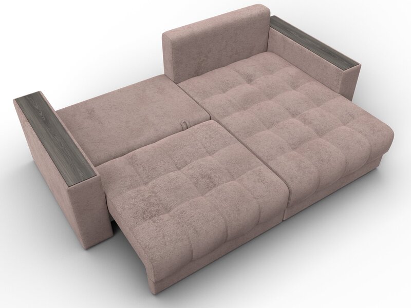 Диван угловой с декором Лига-049 НПБ, Велюр, TOWER 05 бежевый