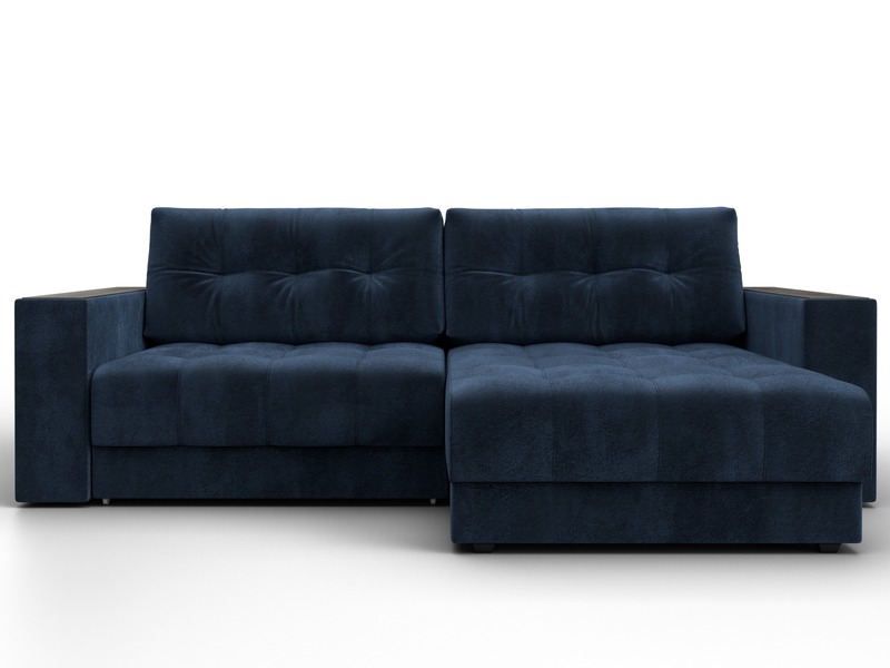 Диван угловой с декором Лига-049 НПБ, Велюр, TOWER 13 синий