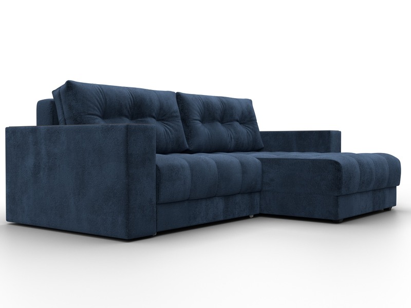 Диван угловой с декором Лига-049 НПБ, Велюр, TOWER 13 синий