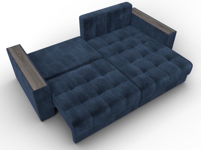 Диван угловой с декором Лига-049 НПБ, Велюр, TOWER 13 синий