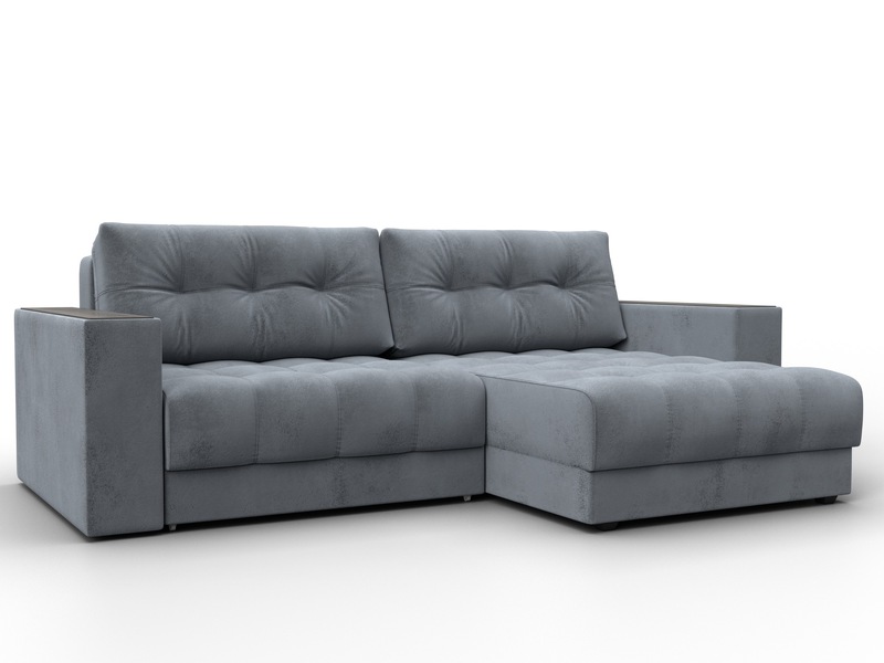 Диван угловой с декором Лига-049 НПБ, Велюр, TOWER 10 серый