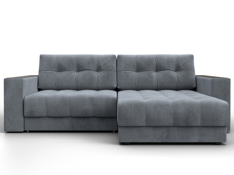 Диван угловой с декором Лига-049 НПБ, Велюр, TOWER 10 серый